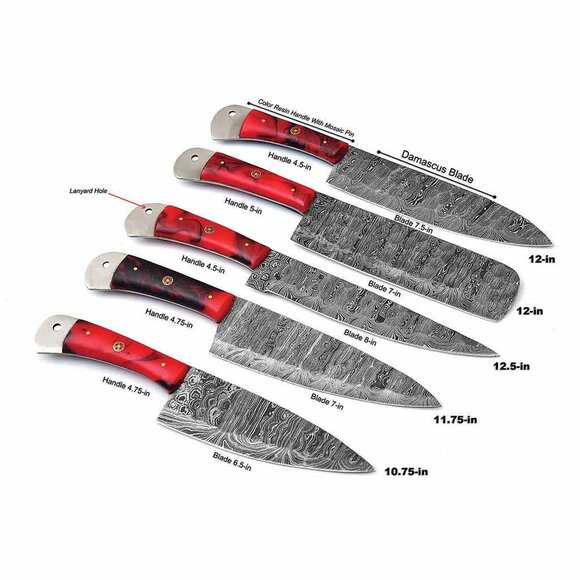 Kitchen Knife Set with Red Rose Handle – Premium Stainless Steel Blades NEW - Picture 7 of 7